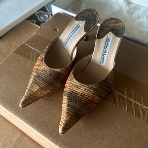 Manolo Blahnik Vintage Snakeskin Slip on Heels